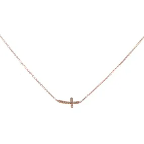 0.07ctw Round Cross Bar Diamond Necklace - Rose Gold