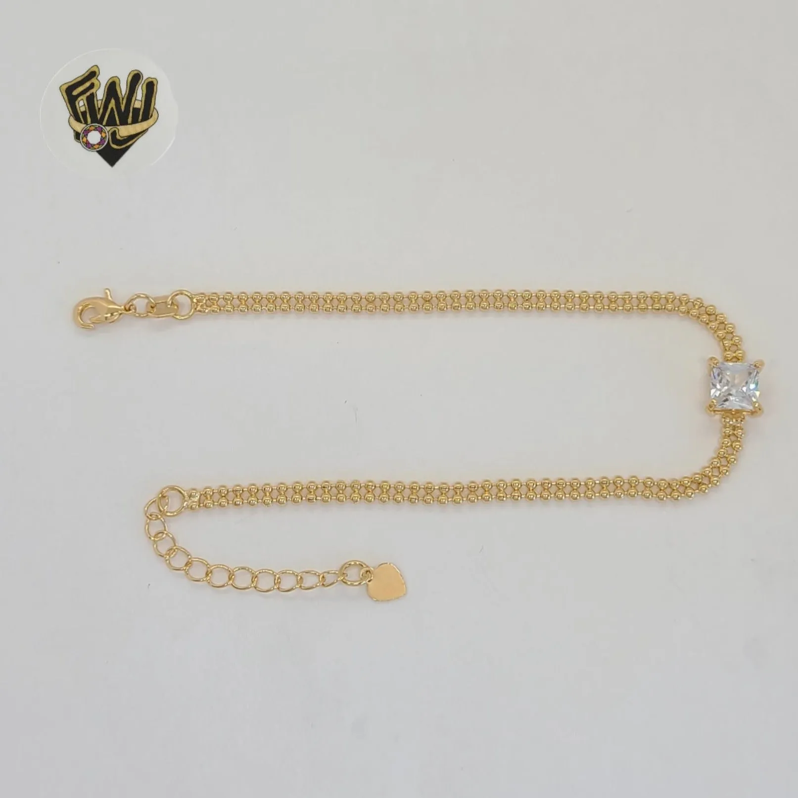 (1-0607) Gold Laminate - 3mm Beads Zircon Bracelet - 7 - BGF