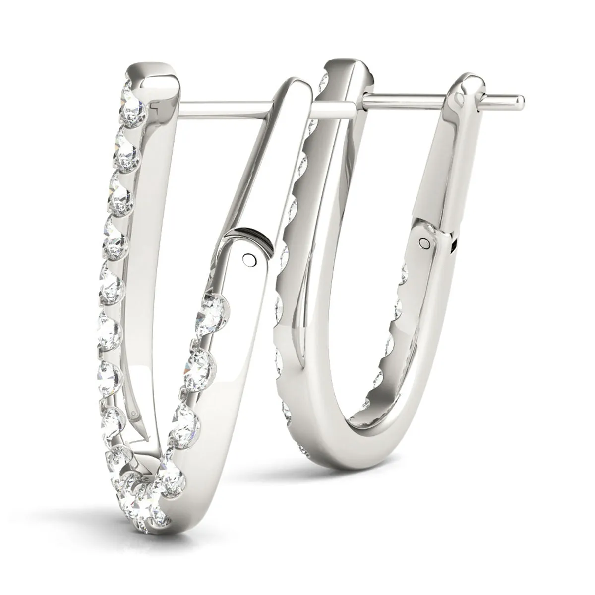 1 1/4 Carat Tw Fancy Natural Diamond Hoop Earrings In 14K White Gold