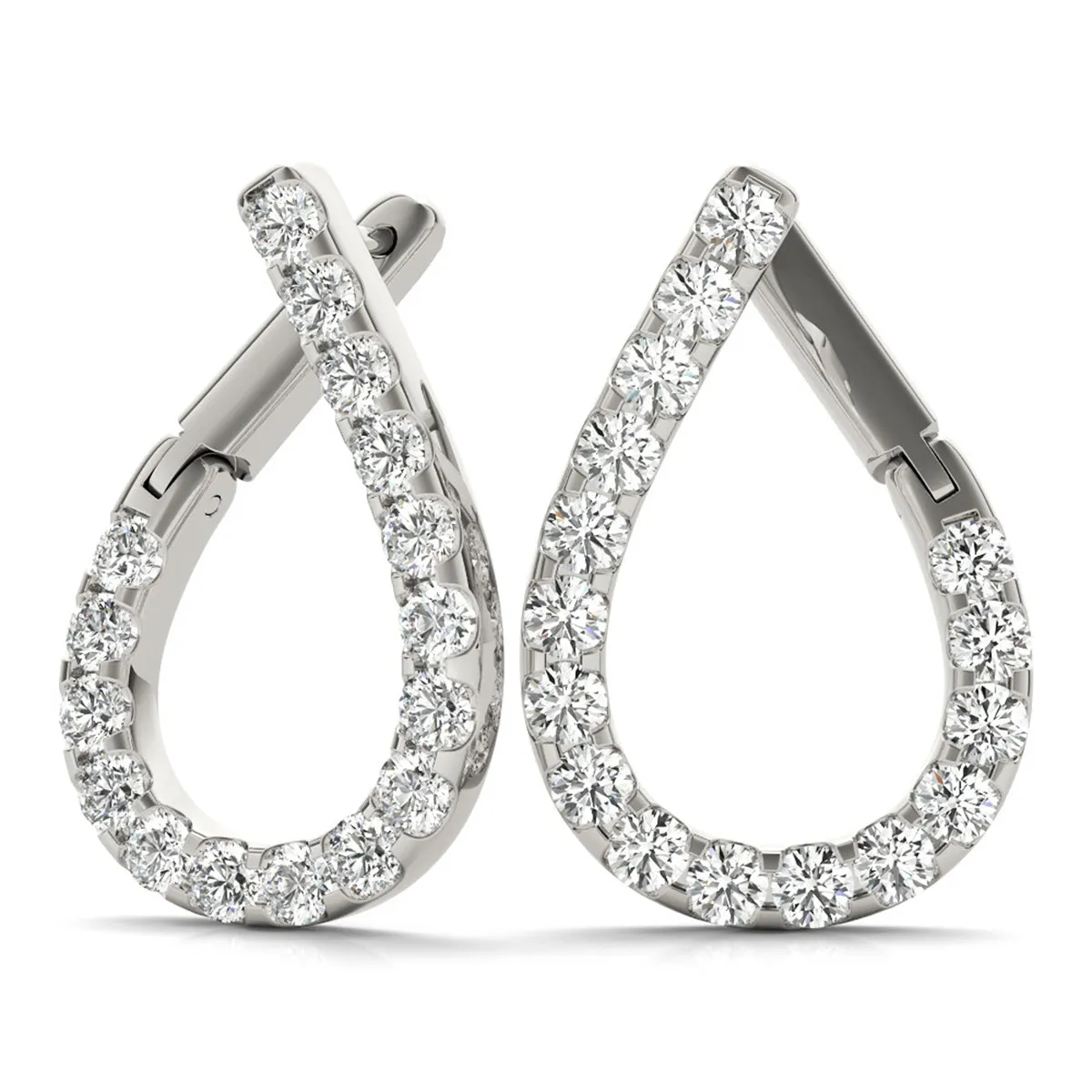 1 1/4 Carat Tw Fancy Natural Diamond Hoop Earrings In 14K White Gold