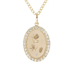 10K Gold Medium Pave Diamond Protea Pendant