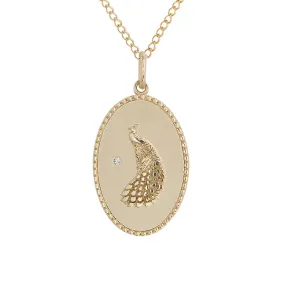 10K Gold Medium Peacock Necklace with Diamond Detail