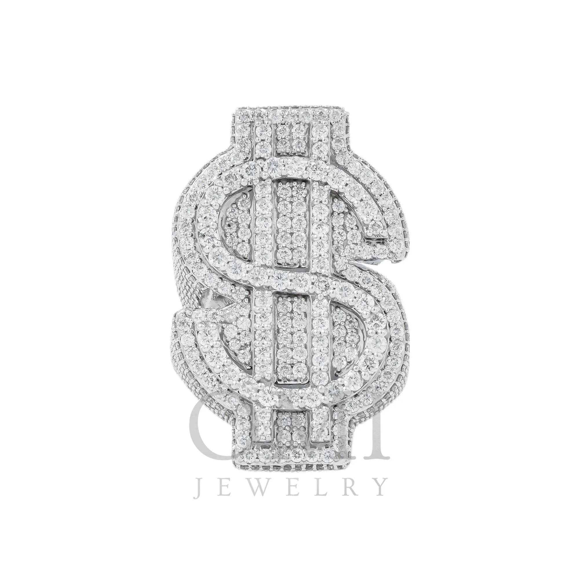 10K GOLD ROUND DIAMOND DOLLAR SIGN STATEMENT RING 6.56 CT