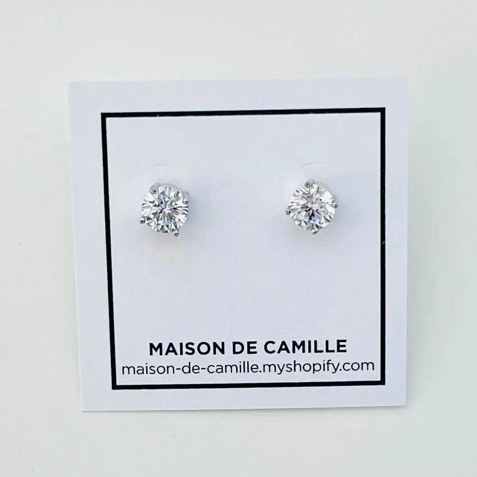 10K Julia White Gold CZ Studs