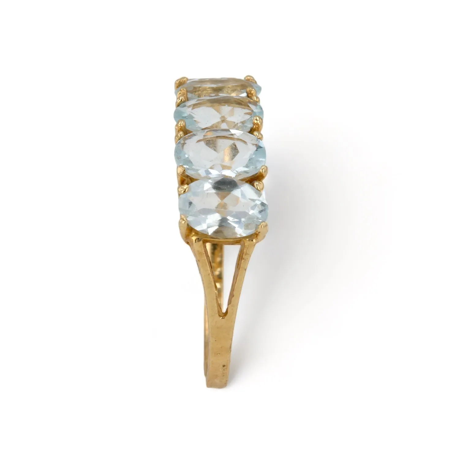 10k yellow natural aquamarine cluster ring-63038