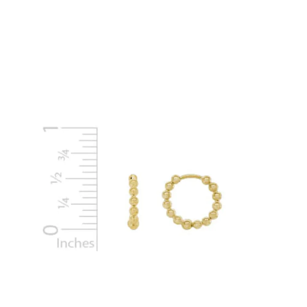 14k Gold Beaded Hoop Earrings