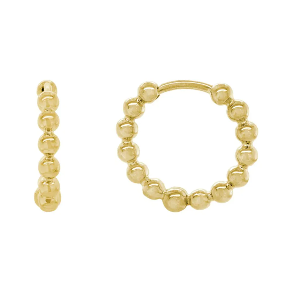 14k Gold Beaded Hoop Earrings