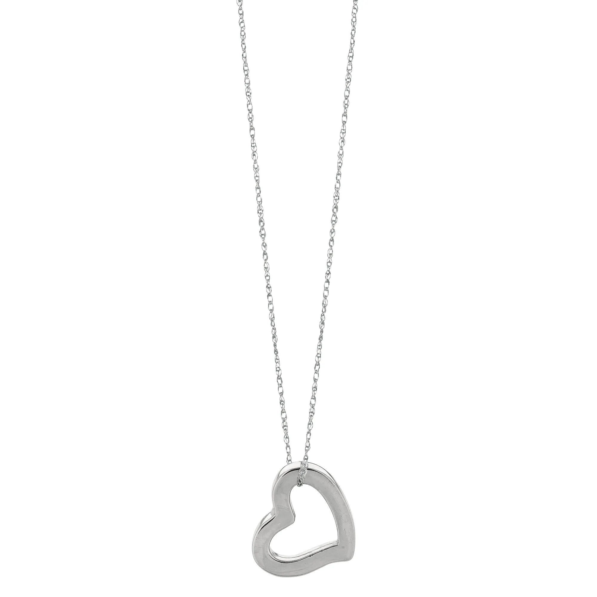 14k Gold Heart Shaped Tube Pendant Necklace, 18