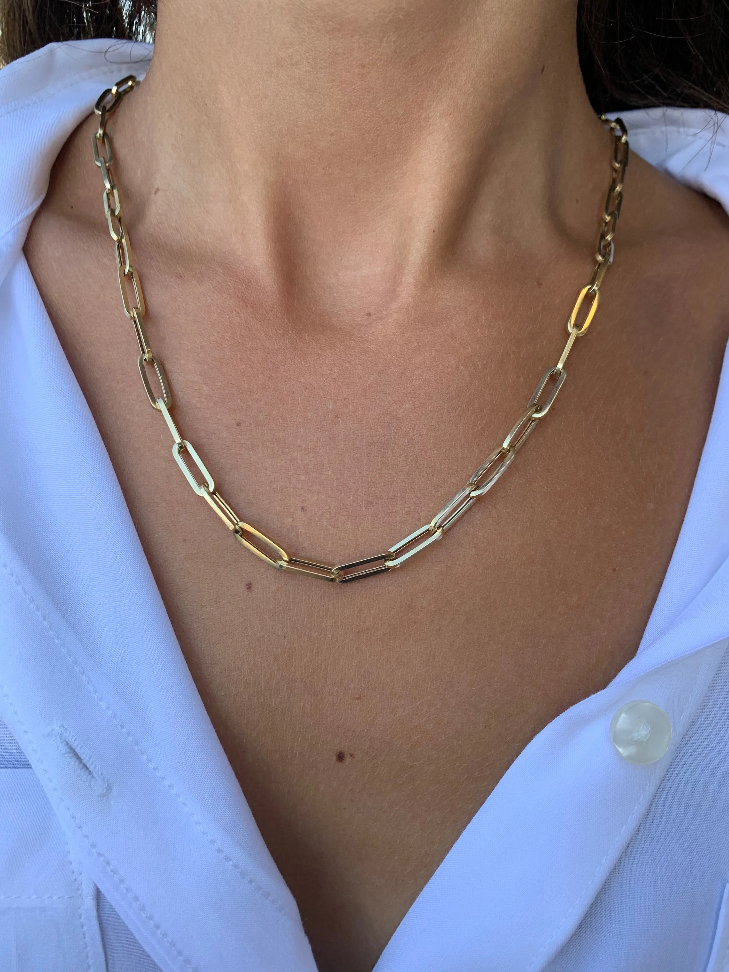 14K Gold Paperclip Medium Necklace