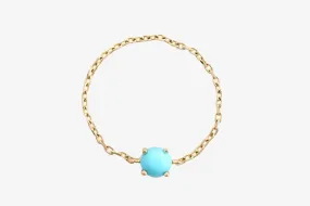 14k Gold Turquoise Dot Chain Ring