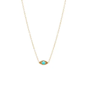 14k Large Turquoise Eye Necklace