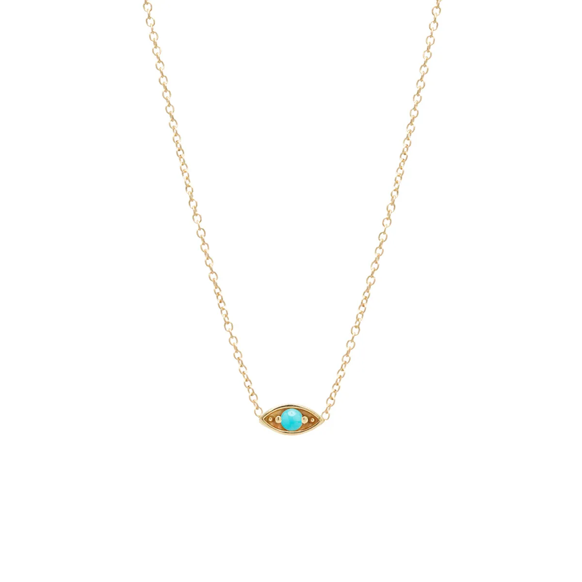 14k Large Turquoise Eye Necklace