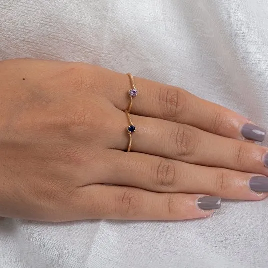 14K Natural Sapphire Dainty Ring