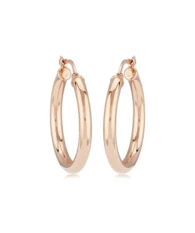 14K Rose Gold 3x25mm Hoop Earrings