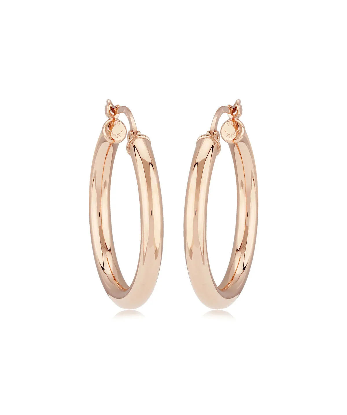 14K Rose Gold 3x25mm Hoop Earrings