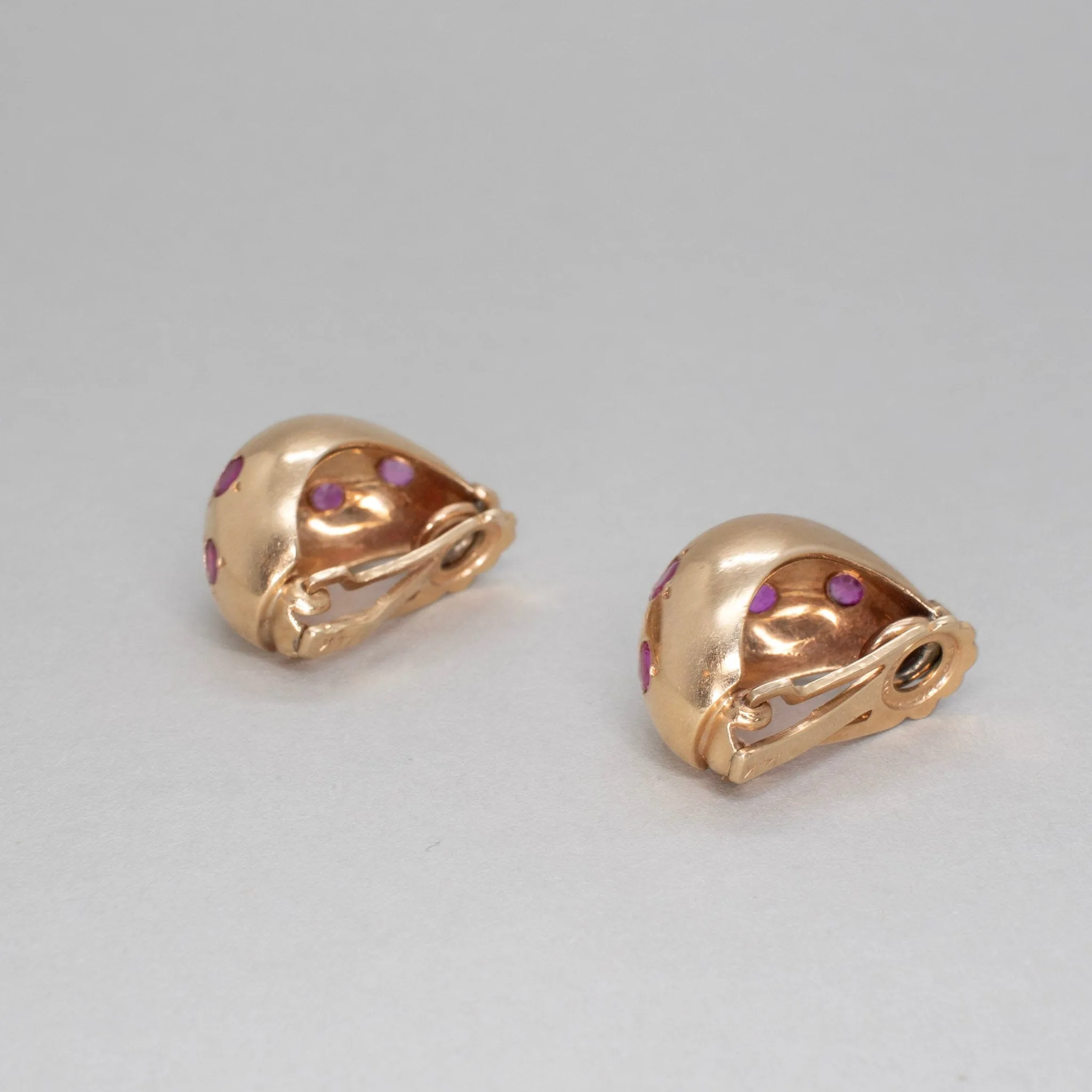 14K Vintage Clip On Earrings with Stones