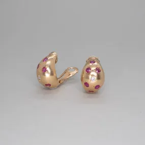 14K Vintage Clip On Earrings with Stones