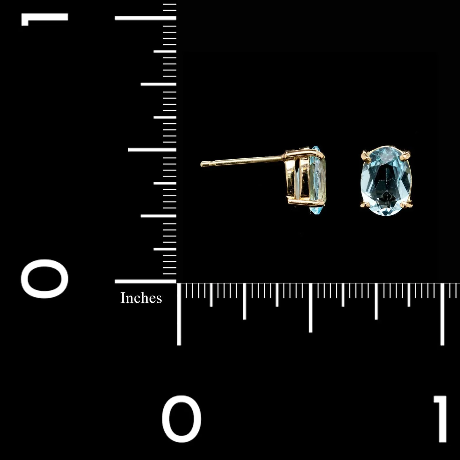 14K Yellow Gold Estate Blue Topaz Stud Earrings