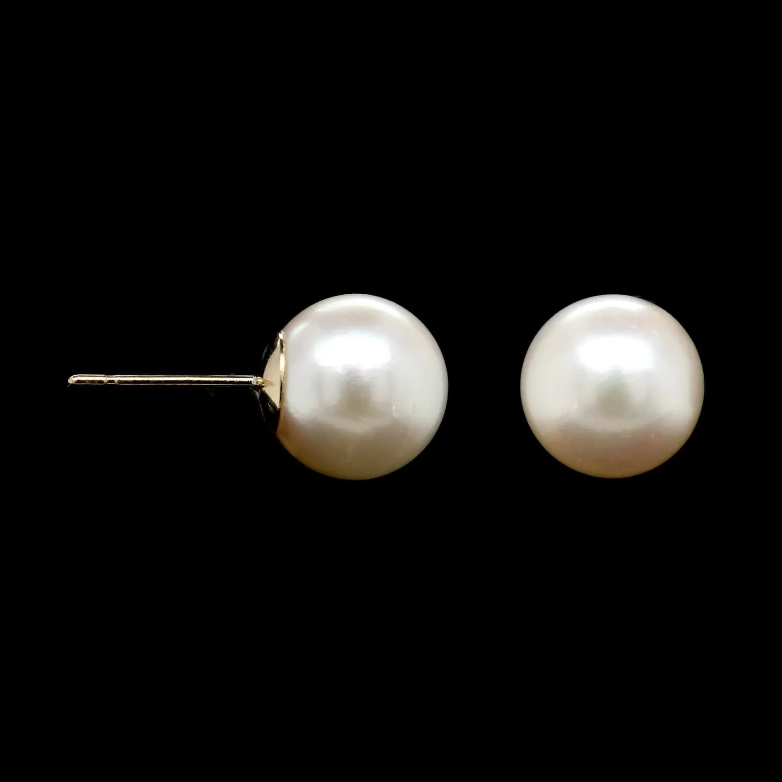 14K Yellow Gold Estate Cultured Pearl Stud Earrings