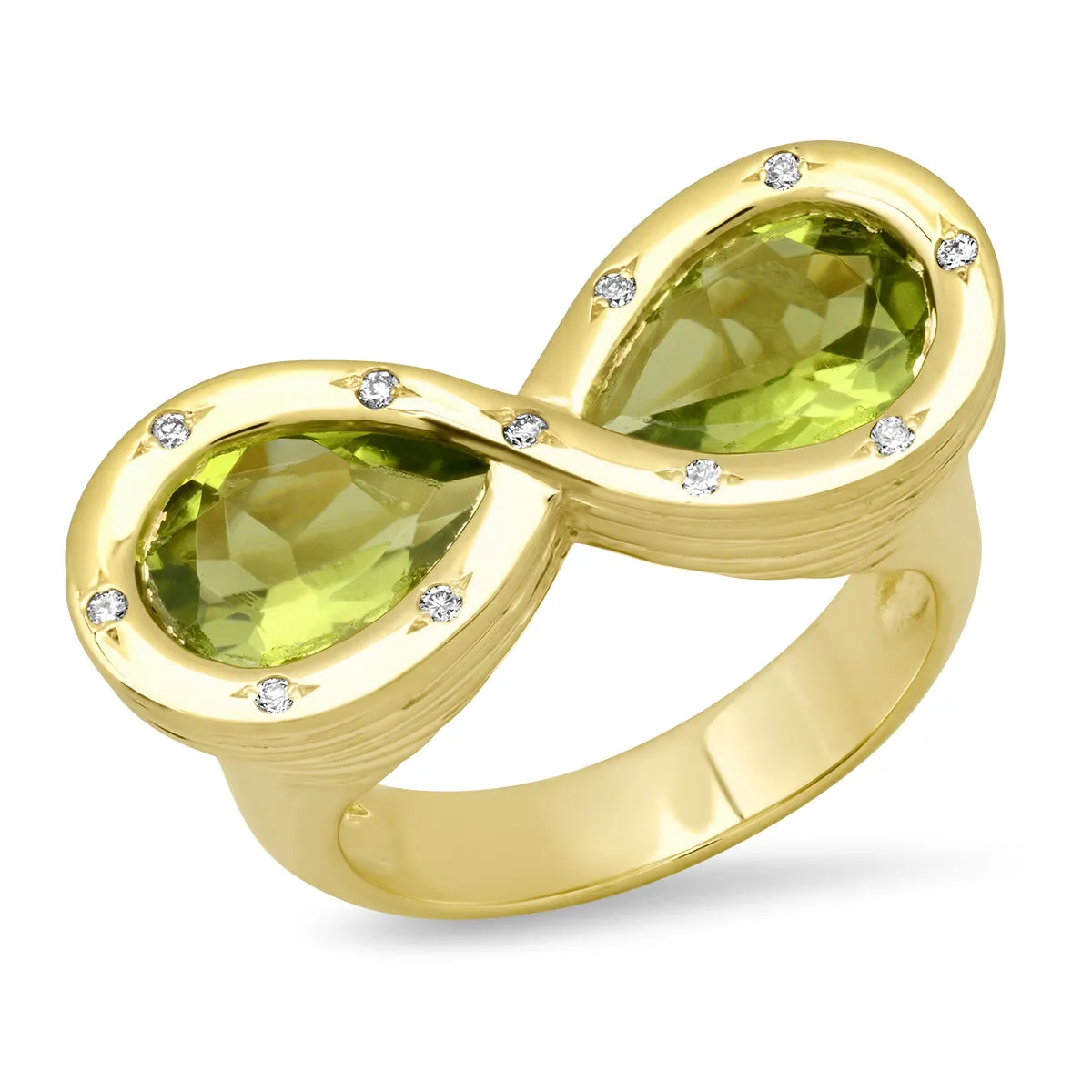 14K YG Peridot and Diamond Infinity Ring