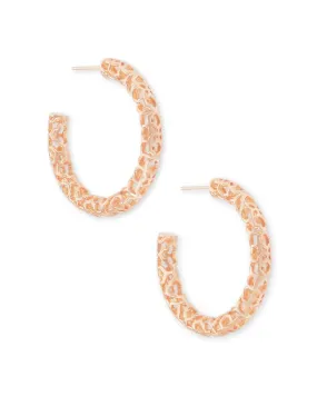 1.5" Hoop Earrings in Rose Gold Filigree Metal by Kendra Scott