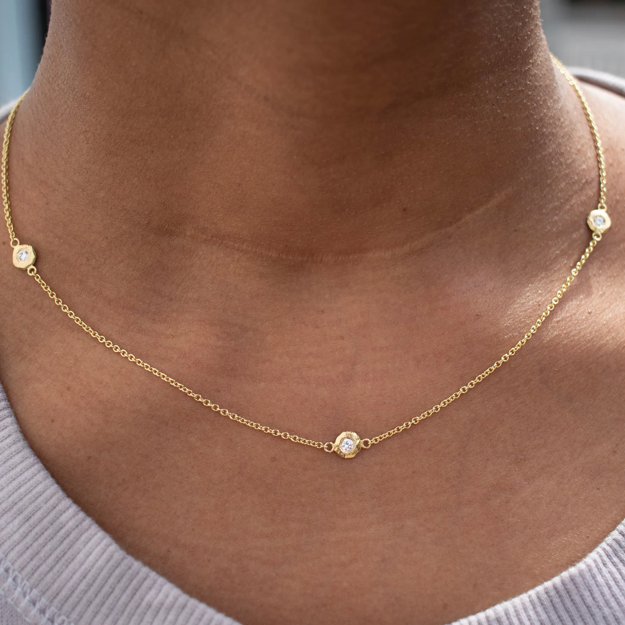 18K Diamonds by the Yard Necklace - 5 Diamonds