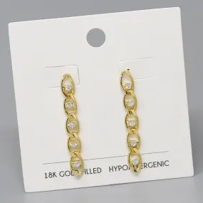 18K Gold Filled CZ Embellished Chain Drop Earrings