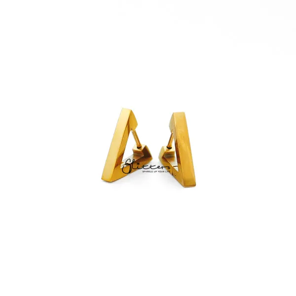 18K Gold IP Stainless Steel Triangle Huggie Hoop Earrings