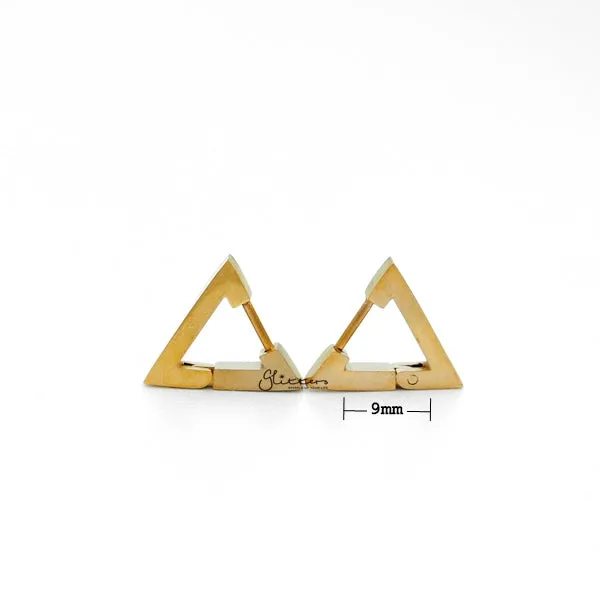 18K Gold IP Stainless Steel Triangle Huggie Hoop Earrings