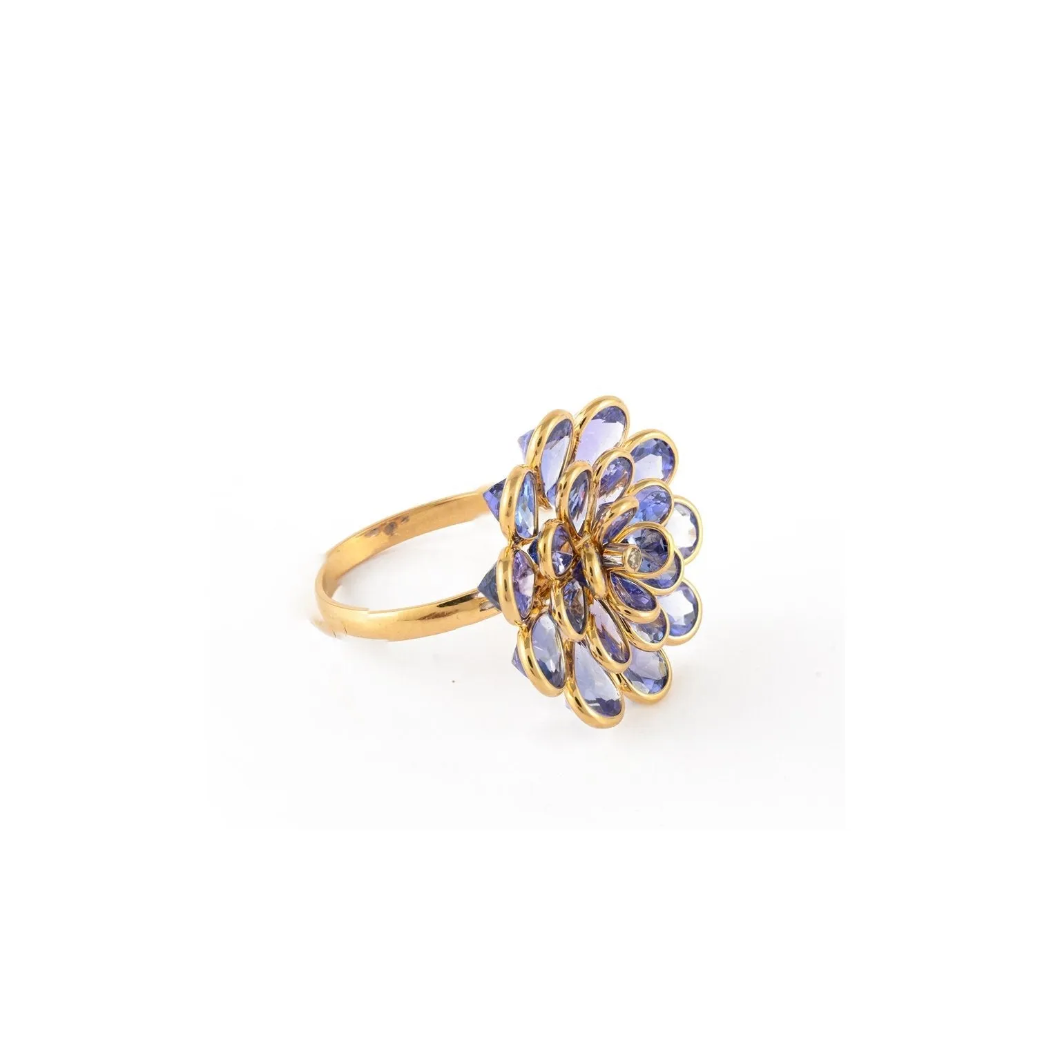 18K Gold Tanzanite And Diamond Cluster Ring