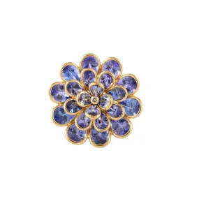 18K Gold Tanzanite And Diamond Cluster Ring