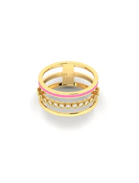 18K Gold Triple Layer Enamel Ring