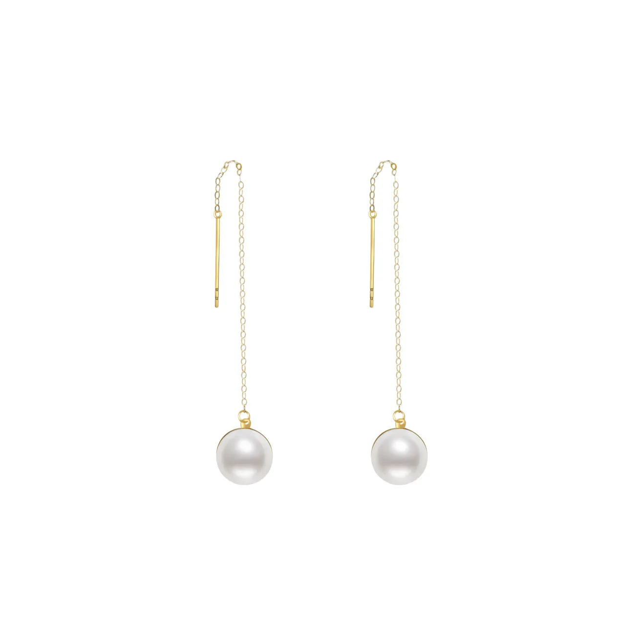 18k Solid Gold Elegant Freshwater Pearl Earrings KE00029