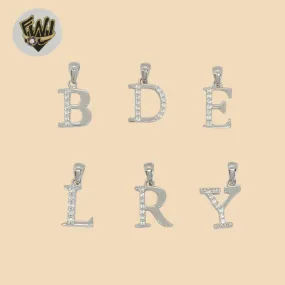 (2-1132) 925 Sterling Silver - Zircon Letters Pendants.