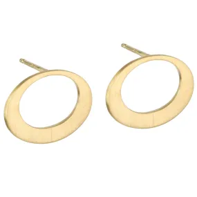 20K Gold Horizontal Graduated Open Oval Studs