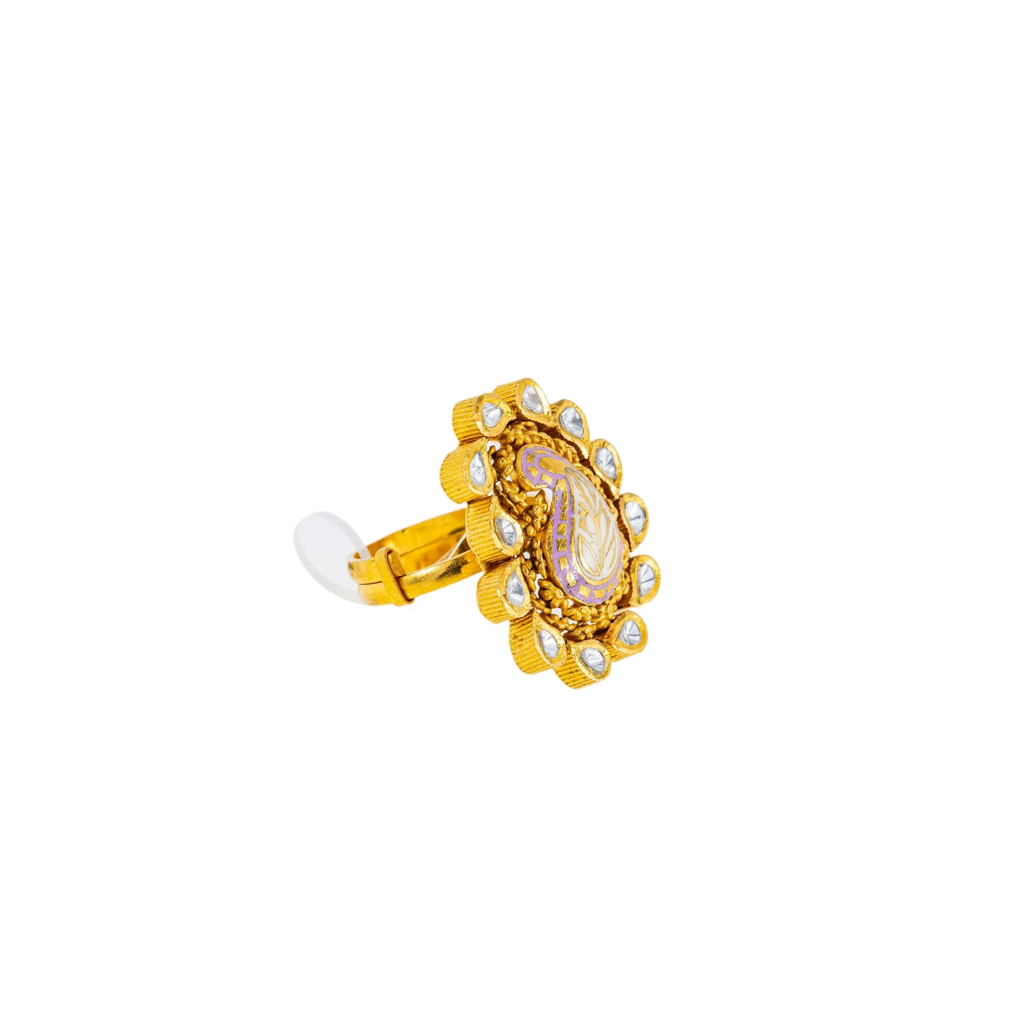 22K Antique Gold & Kundan Cocktail Ring (9.5gm)