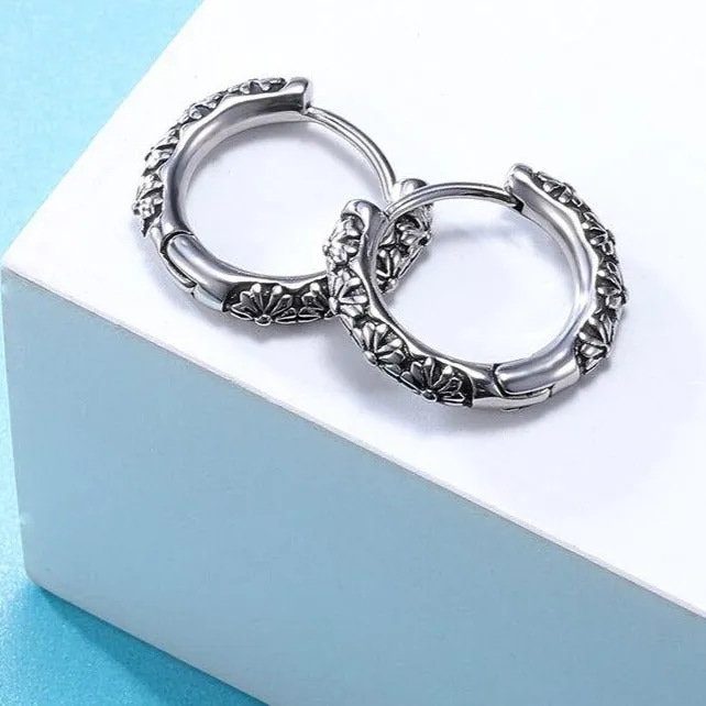 3 Pairs Gothic Ear Rounds 316L Stainless Steel Punk Hoop Earrings Set