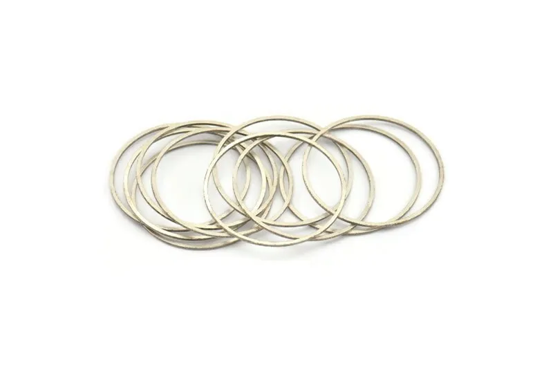 32mm Circle Connectors, 12 Antique Silver Plated Brass Circle Connectors (32x0.80mm) A3884