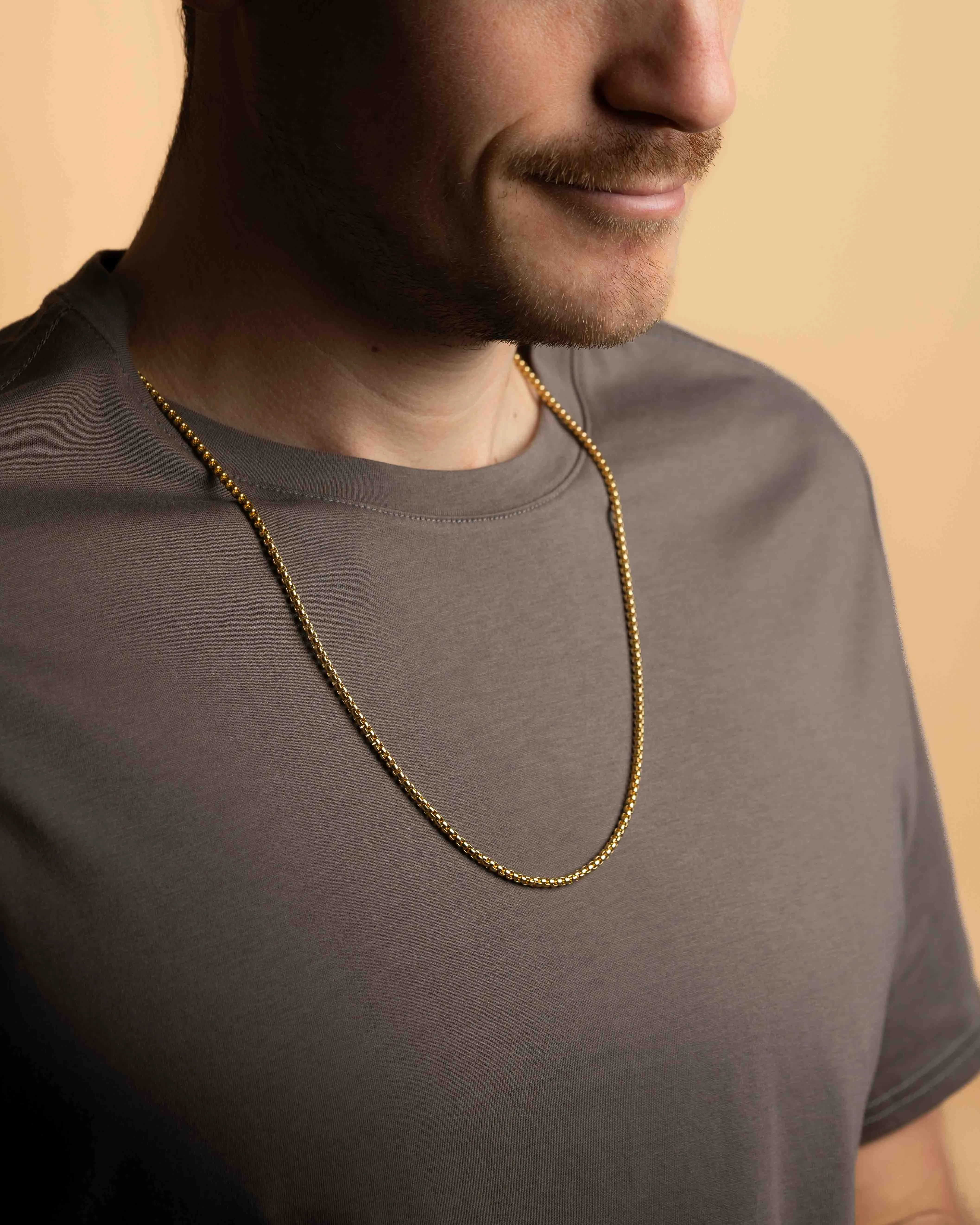 3mm Box chain necklace with a gold-plated finish