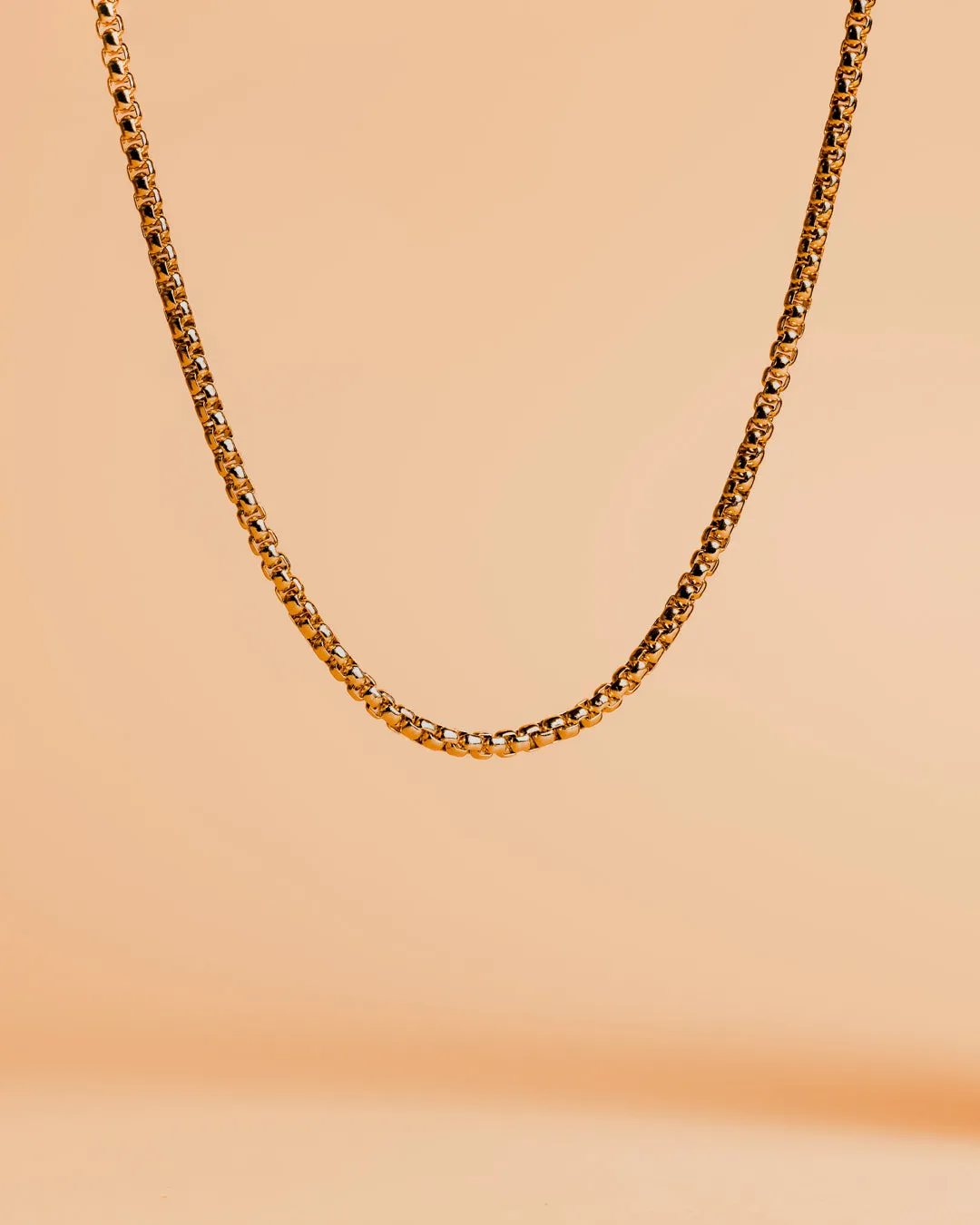 3mm Box chain necklace with a gold-plated finish