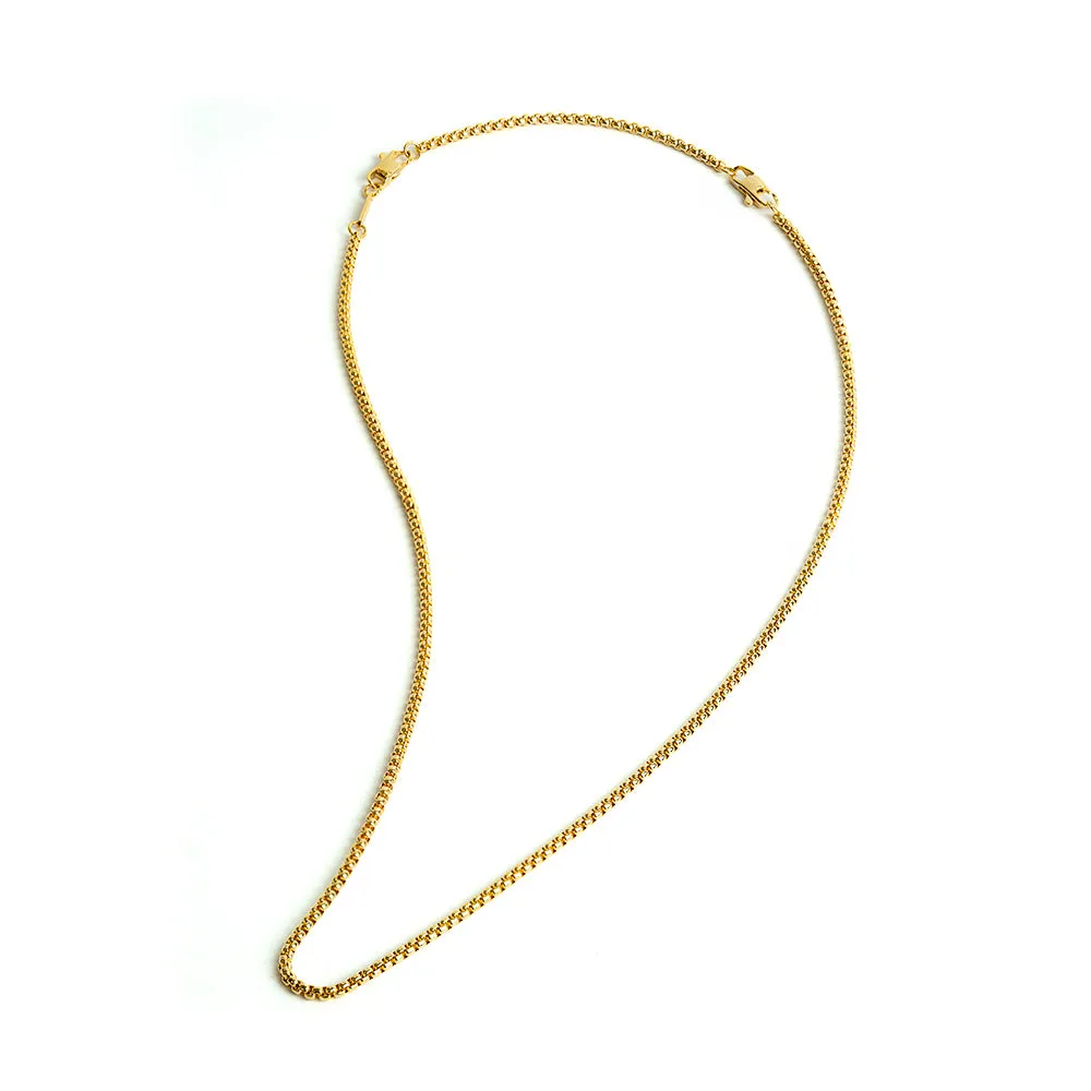 3mm Box chain necklace with a gold-plated finish