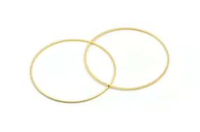 60mm Circle Connector, 12 Gold Tone Brass Circle Connectors (60x1x1mm) D1555