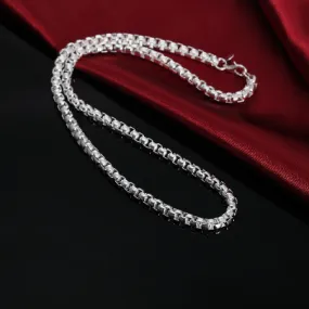 925 Sterling Silver 5MM 20 Inch Round Box Chain Necklace