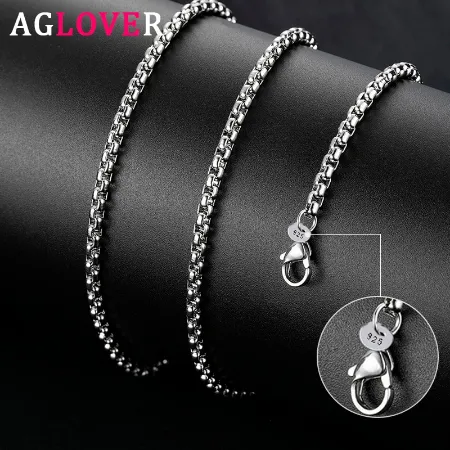 925 Sterling Silver 5MM 20 Inch Round Box Chain Necklace