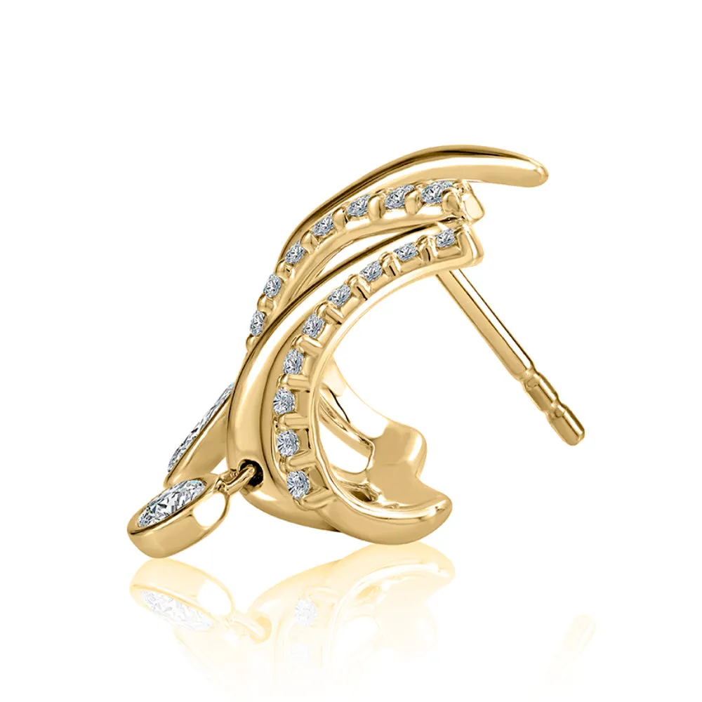 A. Jaffe 14k Ear Crawler with Dangling Bezel Set Diamonds