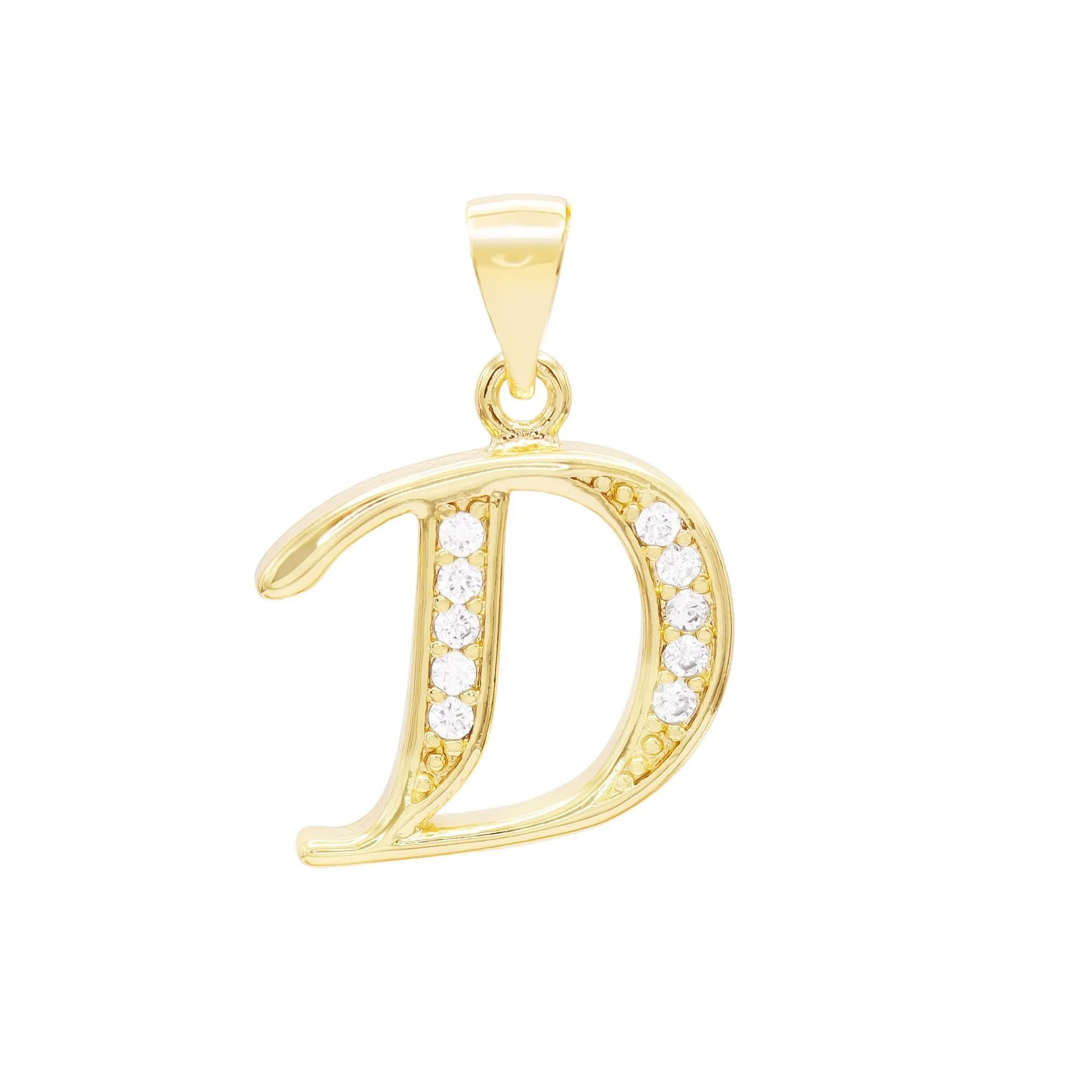 A-Z Initial Letter Pendant 14K Gold Filled Cubic Zirconia Figaro Chain Anklet 10" Set CZ Charm Foot Bracelet 2.4 mm Female Women Girl