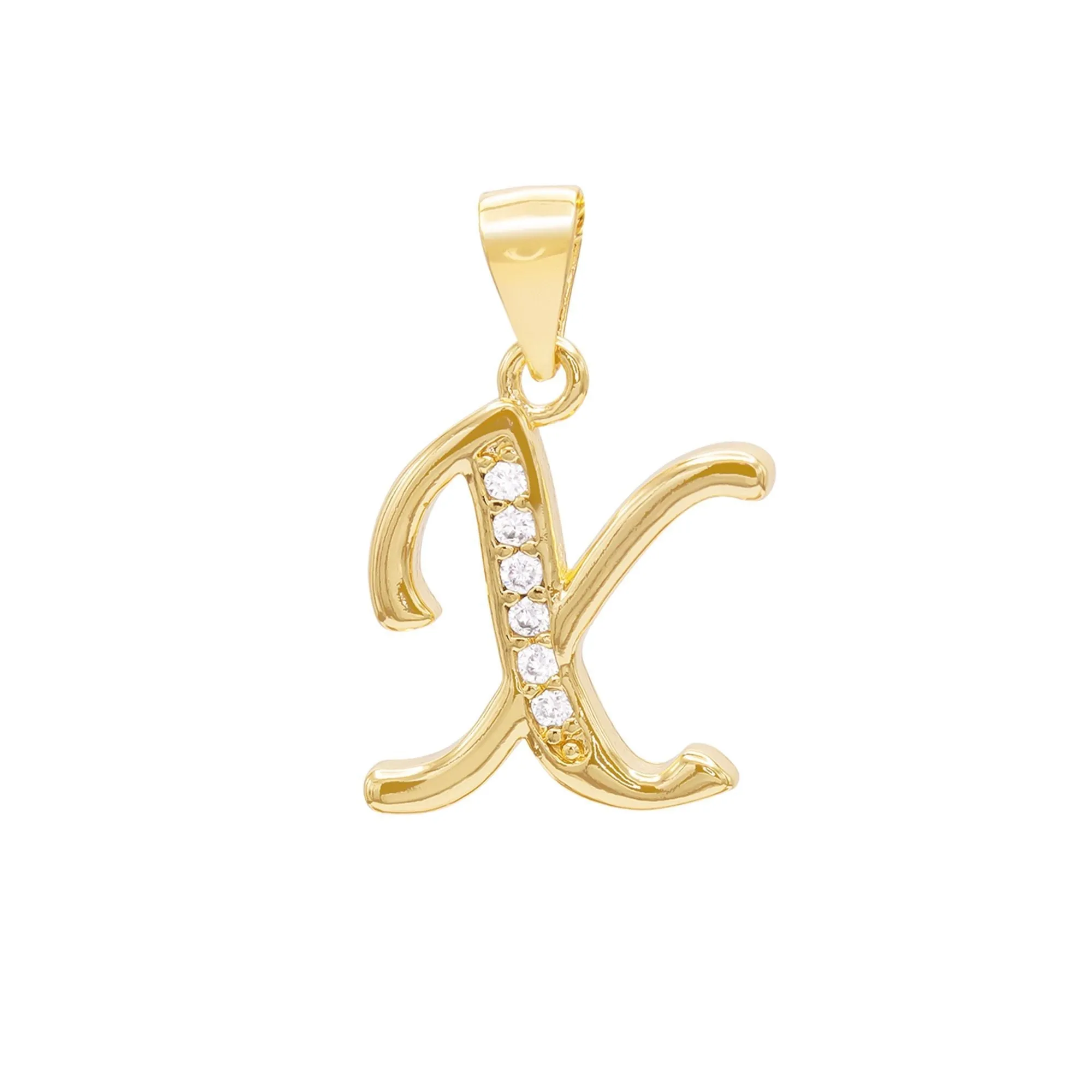 A-Z Initial Letter Pendant 14K Gold Filled Cubic Zirconia Figaro Chain Anklet 10" Set CZ Charm Foot Bracelet 2.4 mm Female Women Girl