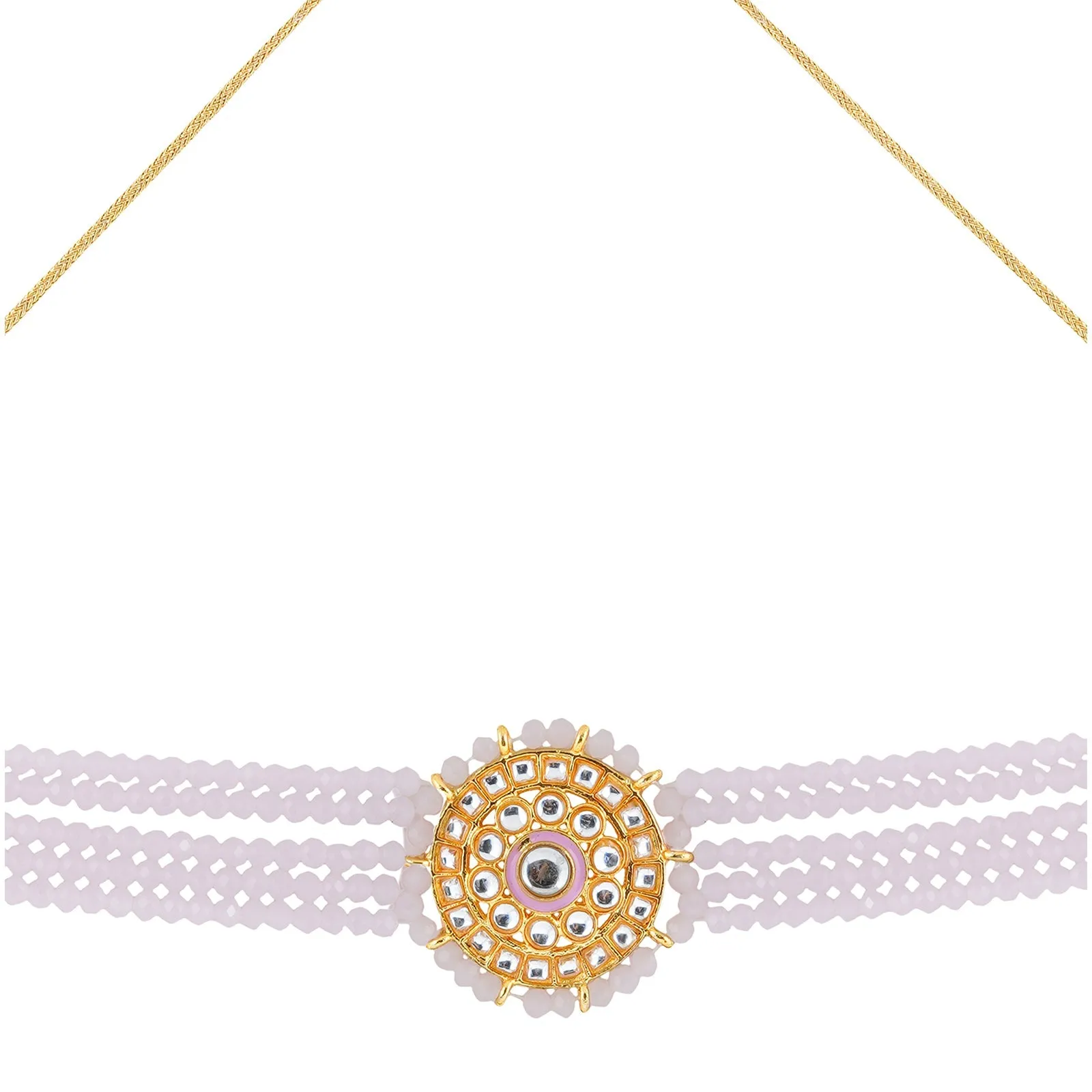 Aarya light pink beaded necklace Set