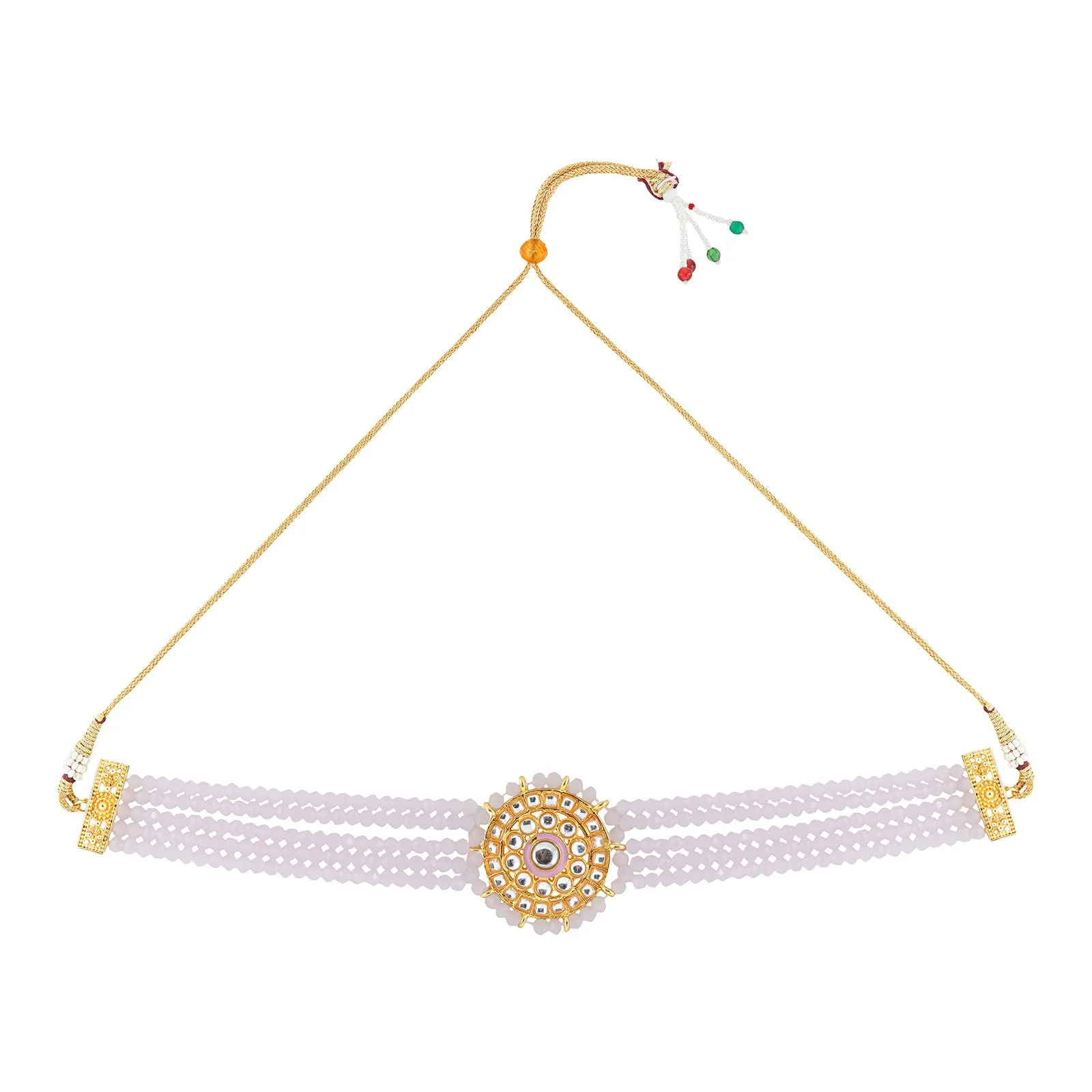 Aarya light pink beaded necklace Set