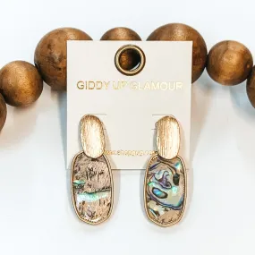 Abalone Shell Pendant Post Earrings with Gold Accents